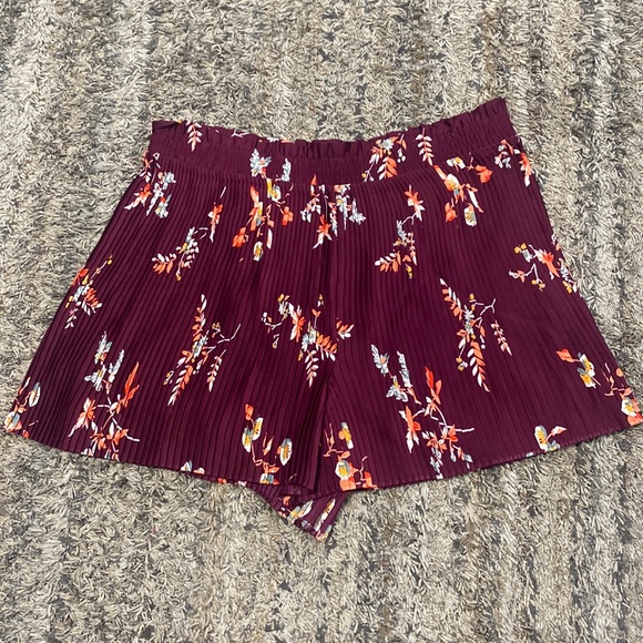 Ann Taylor factory pull on pleated floral print shorts size 16 - Picture 1 of 8